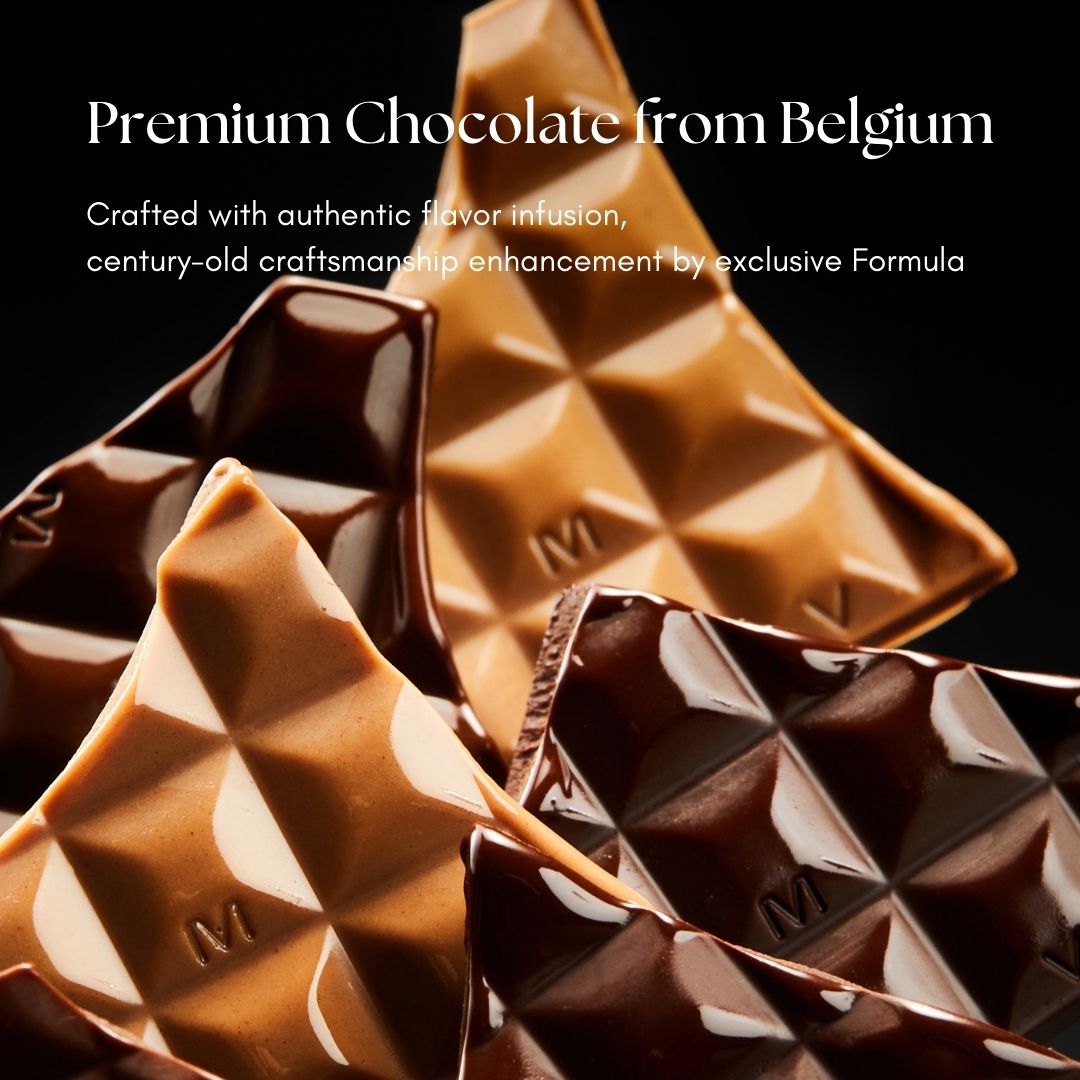 Premium Belgian Amotrio 64% Dark Chocolate with natural tasting cocoa flavor