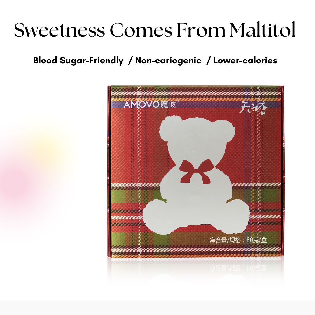 Maltitol-sweetened, diabetic-friendly, lower-calorie dark chocolate lollipop