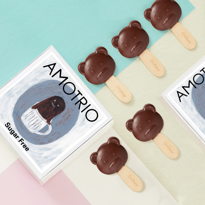 Adorable package and bear-shaped sugar-free milk chocolate lollipop