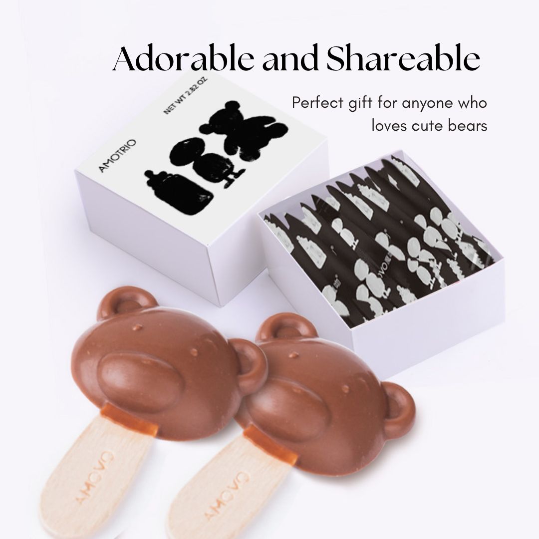 Best gift: adorable bear-shaped milk chocolate lollipop with pure cocoa butter
