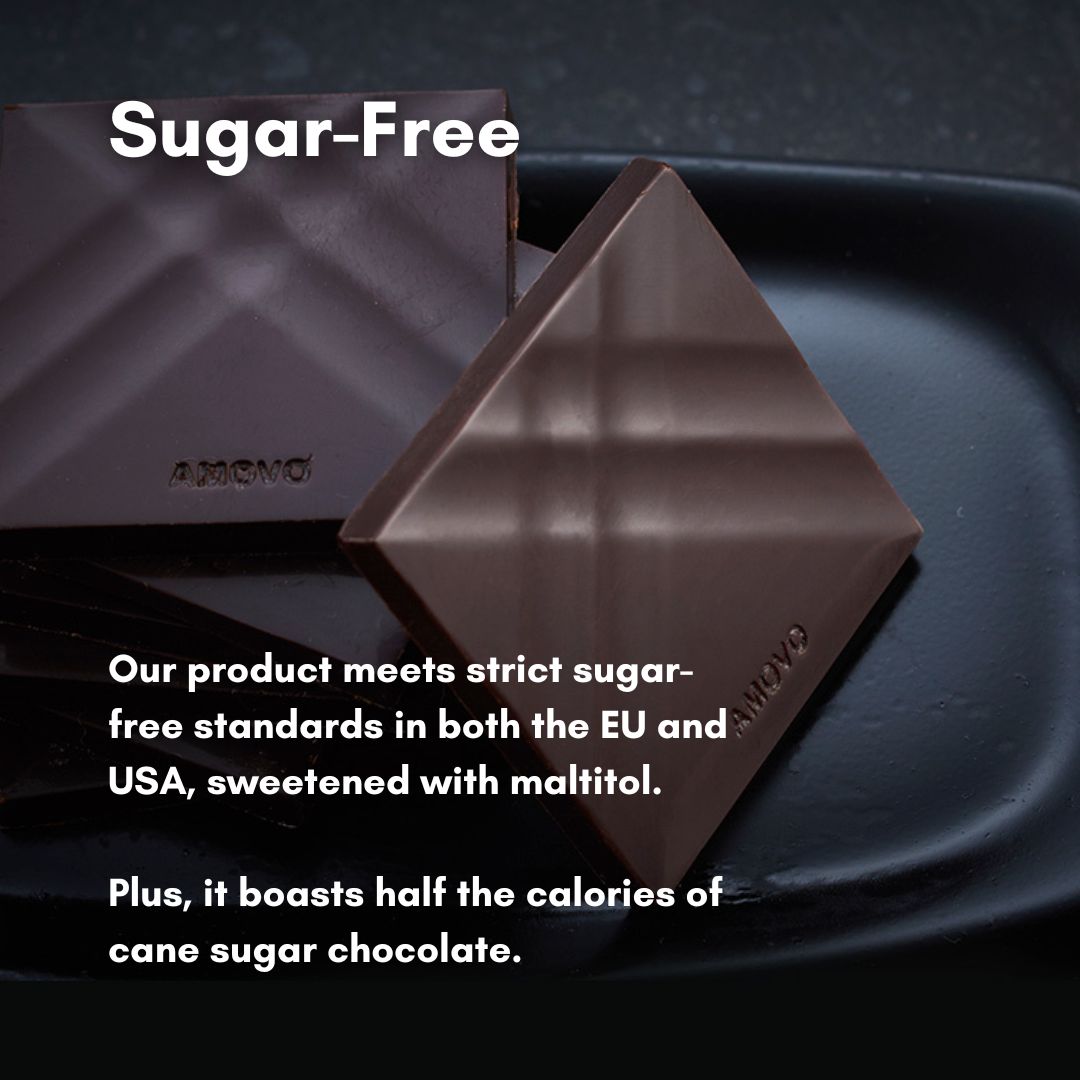 Maltitol sweetened sugar-free dark chocolate with lower calories