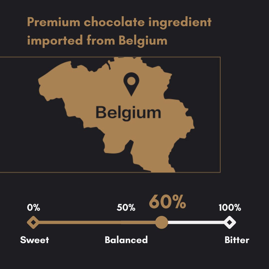 Premium Belgian 60% sugar-free dark chocolate