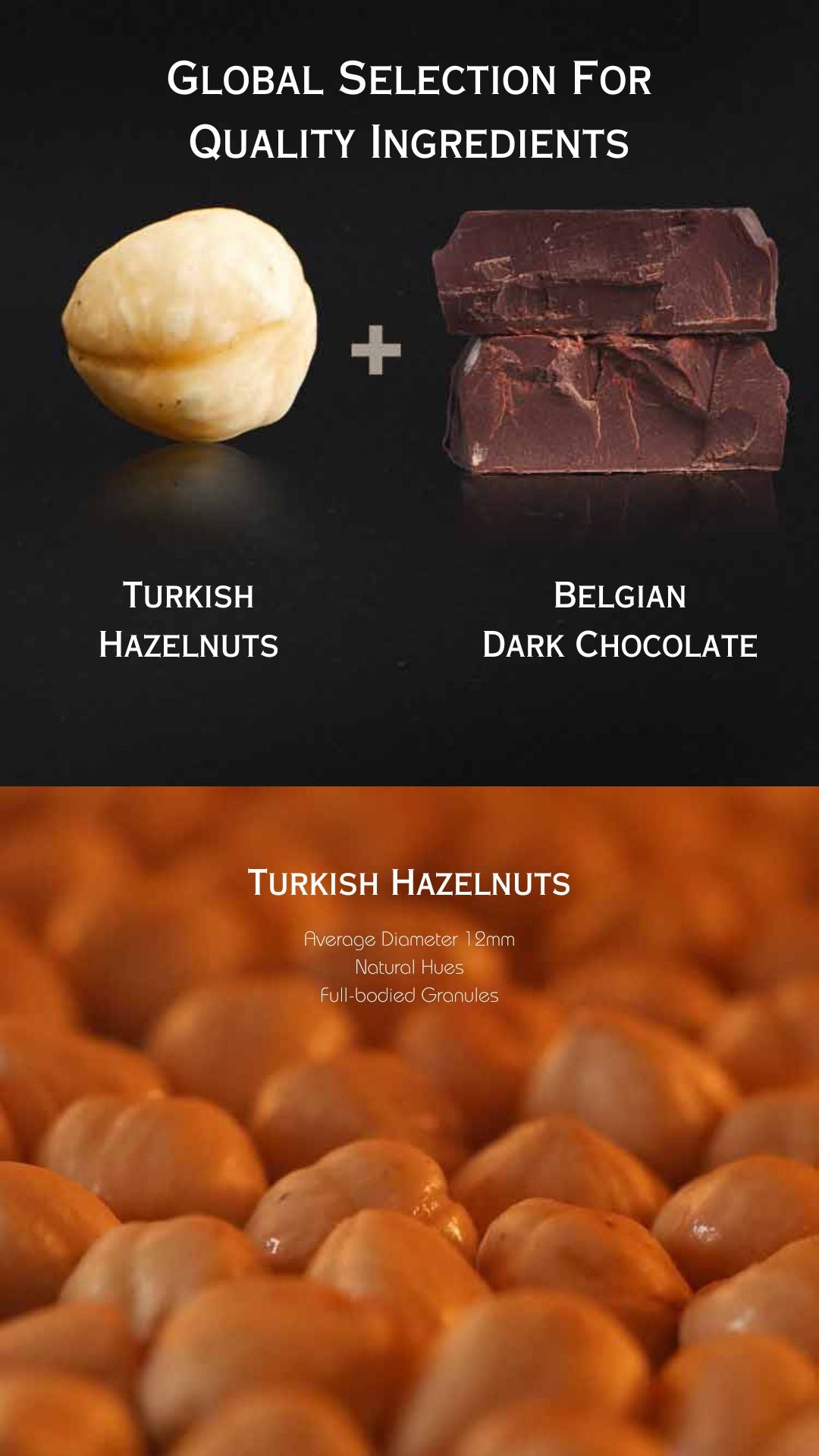 Belgian hazelnut chocolate bar with fresh, high-quality ingredients
