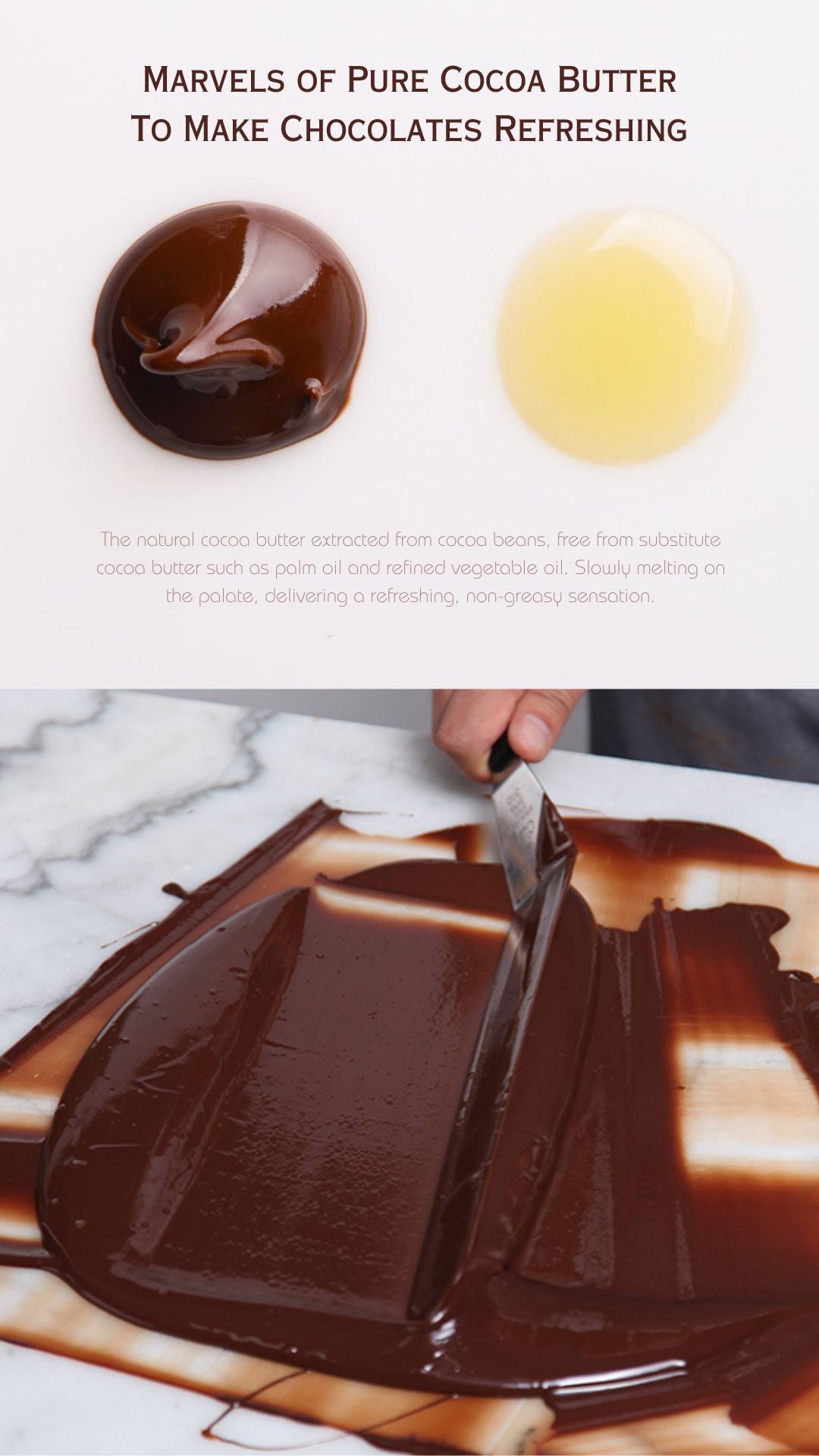 Amotrio refreshing chocolate made with pure cocoa butter and natural ingredients