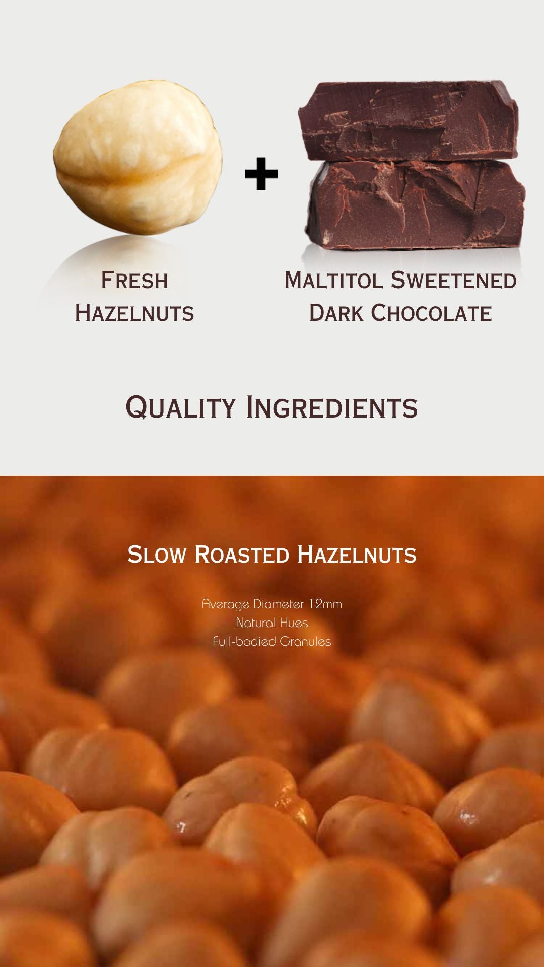 No added sguar hazelnut chocolate bar with fresh, high-quality ingredients