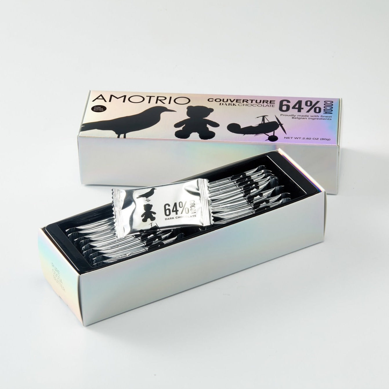 Fancy packaging of premium dark chocolate bar