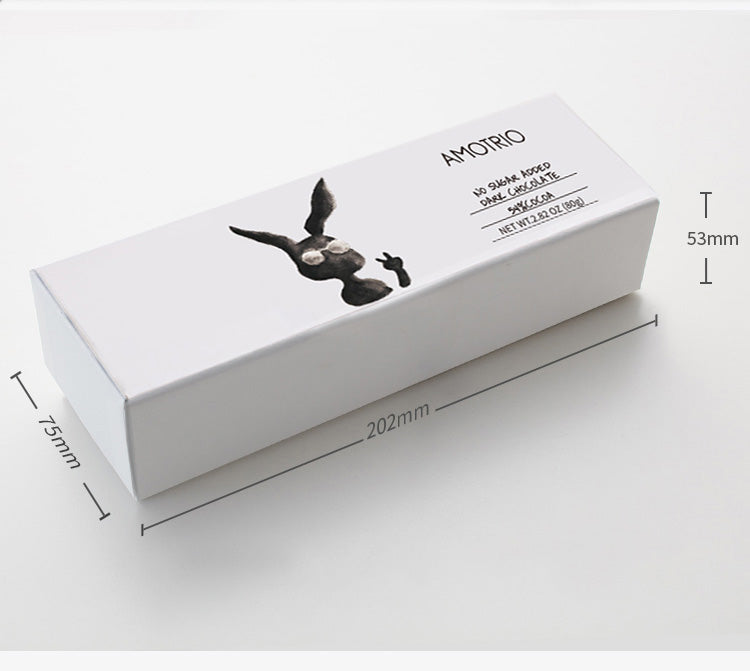 Dimensions of Amotrio 54% sugar-free dark chocolate packaging