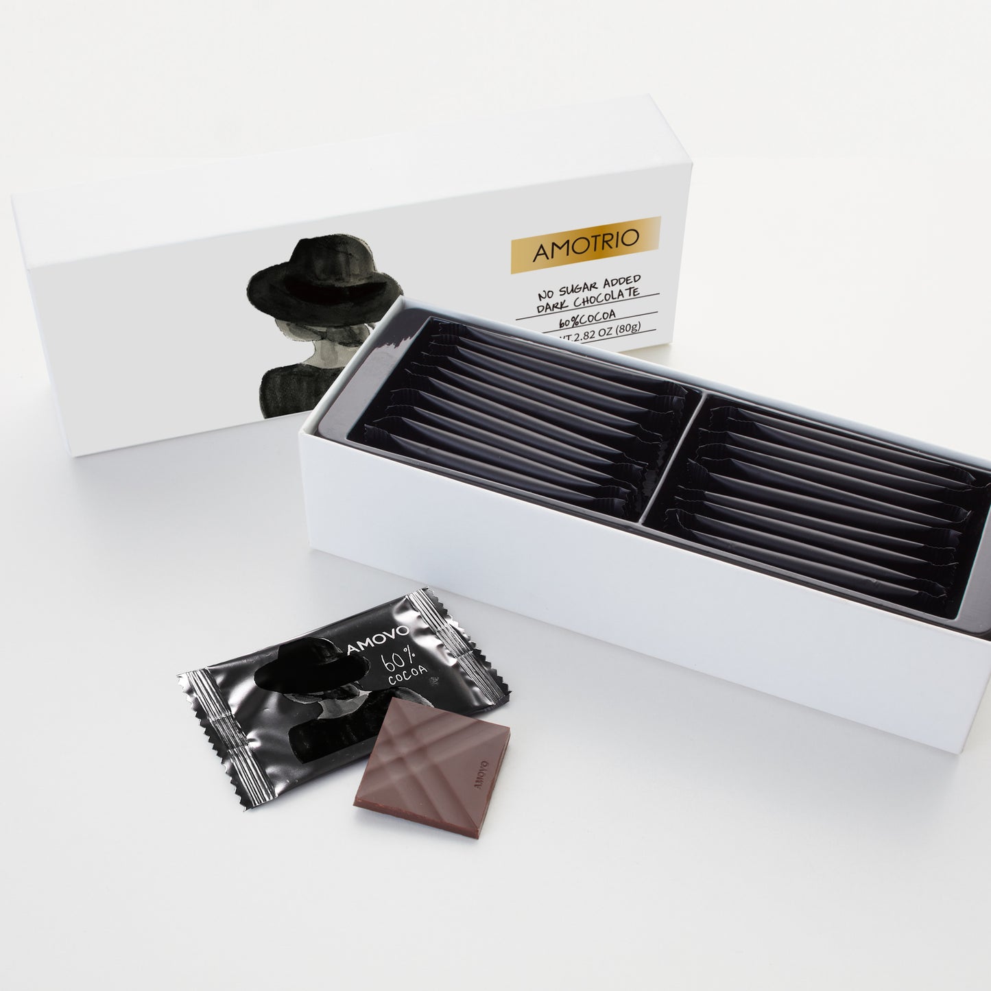 Photo of 60% sugar-free dark chocolate, showing inner and outer packaging