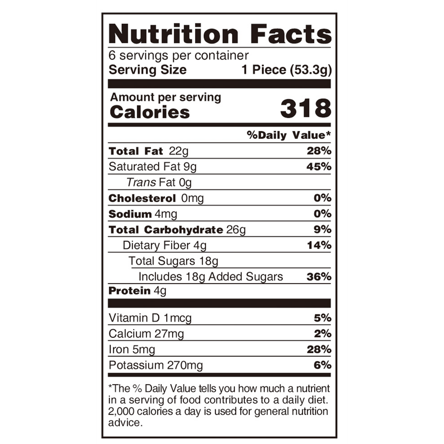 Nutrition facts of Amotrio Hazelnut Chocolate Bars