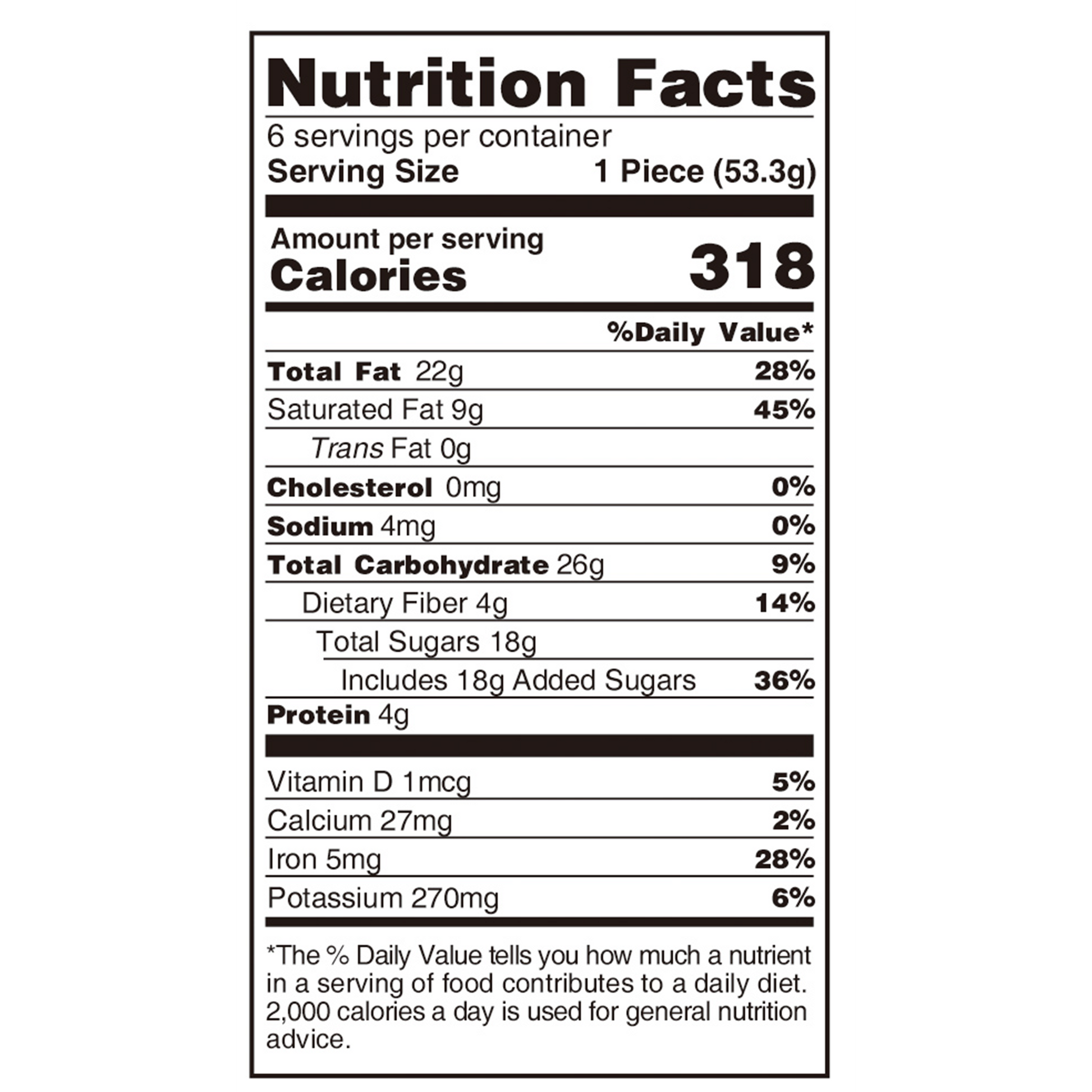 Nutrition facts of Amotrio Hazelnut Chocolate Bars