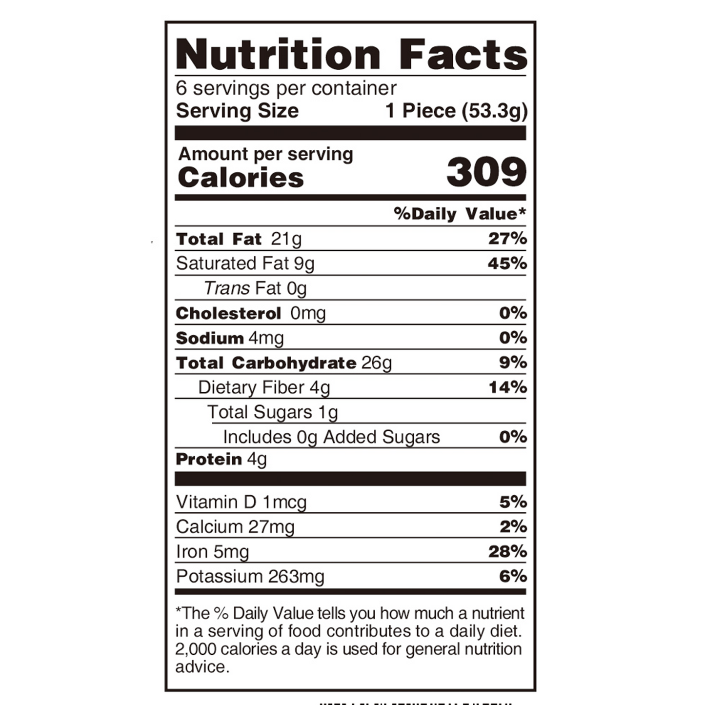 Nutrition Facts of Amotrio No-sugar-added hazelnut chocolate bars