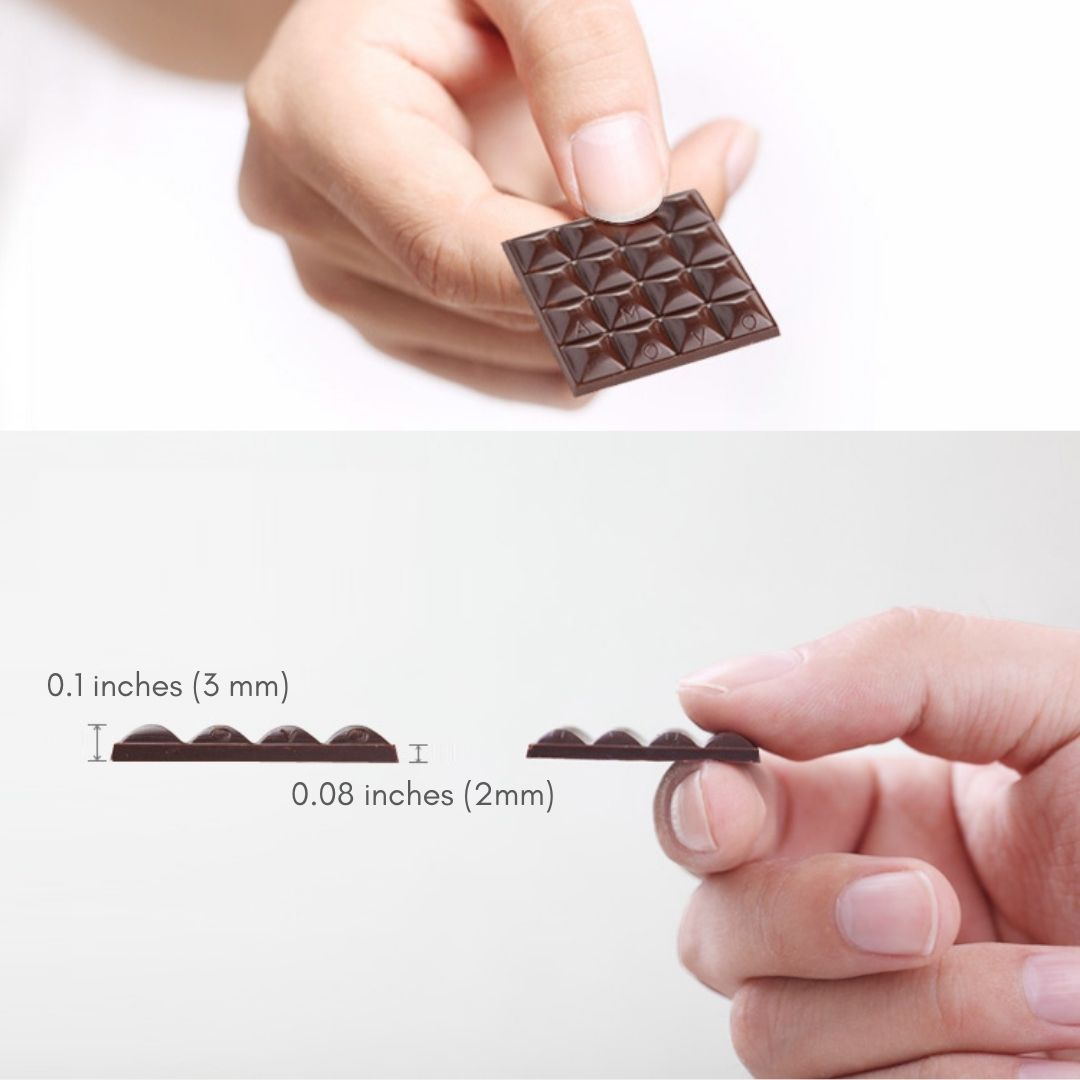 Coverture dark chocolate is thin sliced