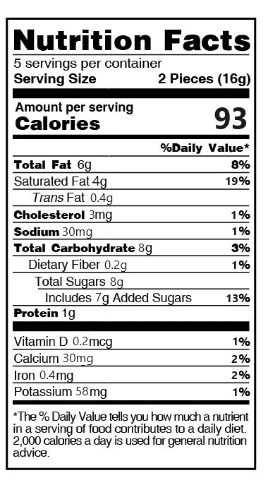 Nutrition Facts of Bear-shaped Milk Chocolate lollipop