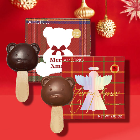 Milk Chocolate and Dark Chocolate Lollipop Bear, Set of 2