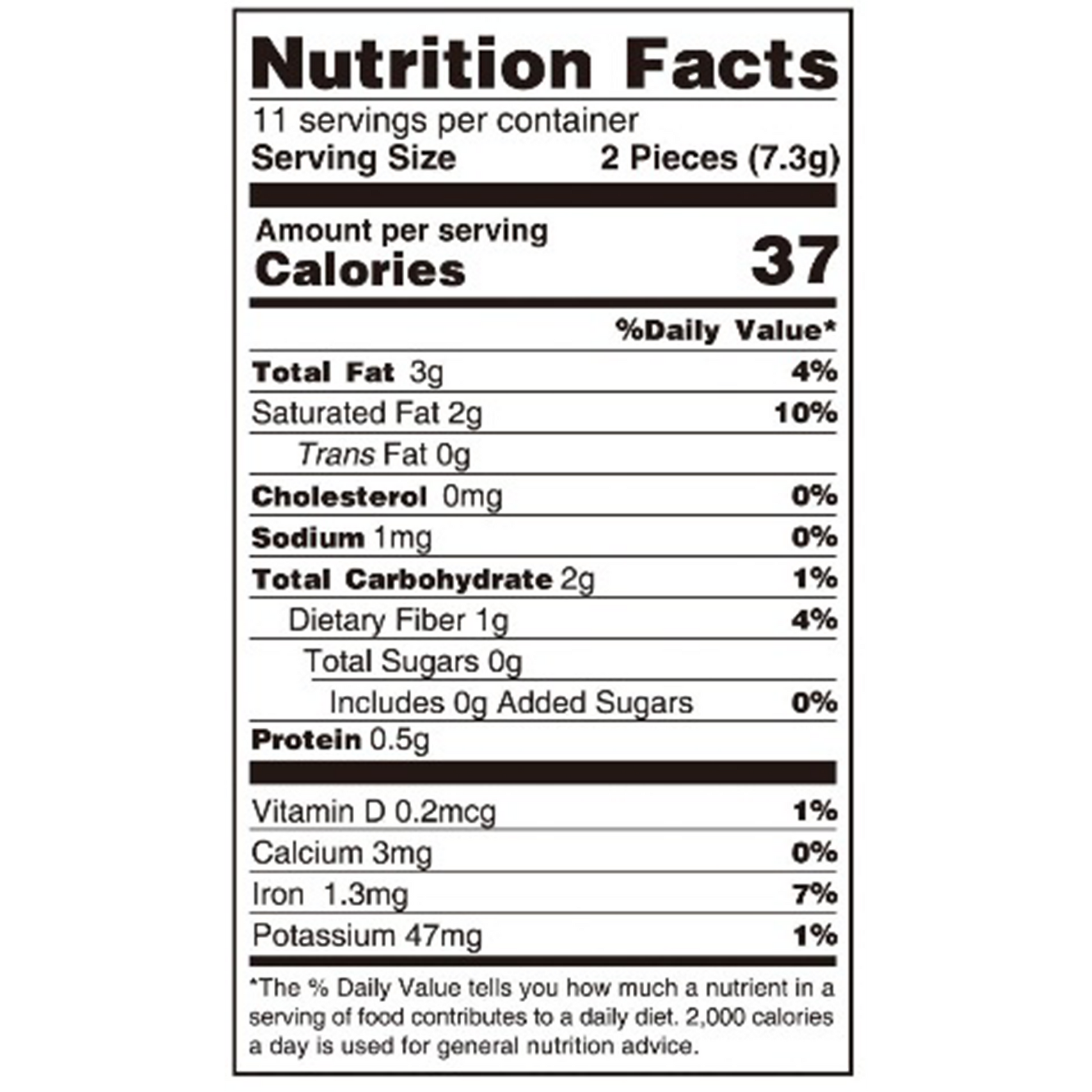 Image of the nutrition facts 